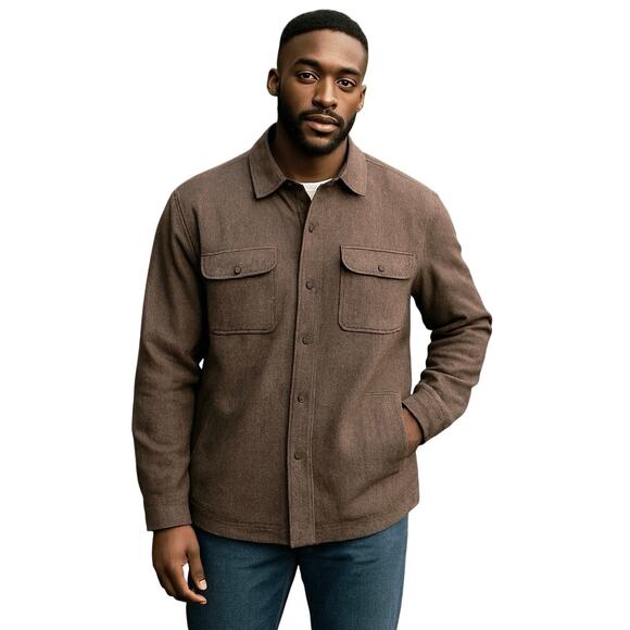 GRAYERS Men’s Brown Utility Button Front Shirt Jacket size large - Picture 1 of 5